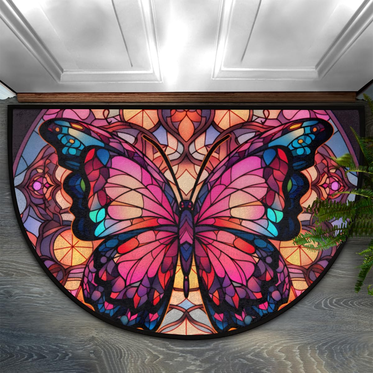 Home Bathroom Floor Mats - VIKAMA Half Round Door Rug Butterfly