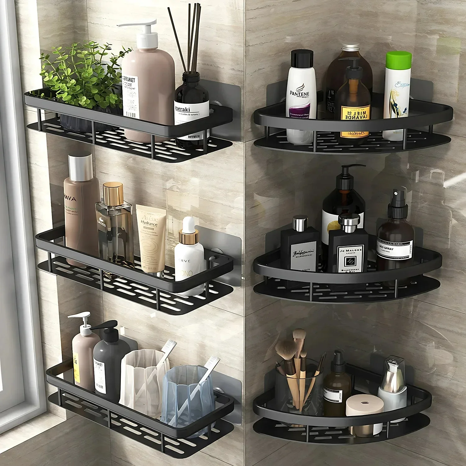 Home Kitchen Bathroom Marketing - Bathroom Shelf Kitchen Storage Organizer Aluminum