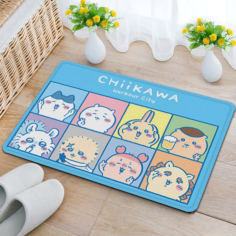 Home Bathroom Floor Mats - Anime Chiikawas Flannel Carpets Anime Anti-slip