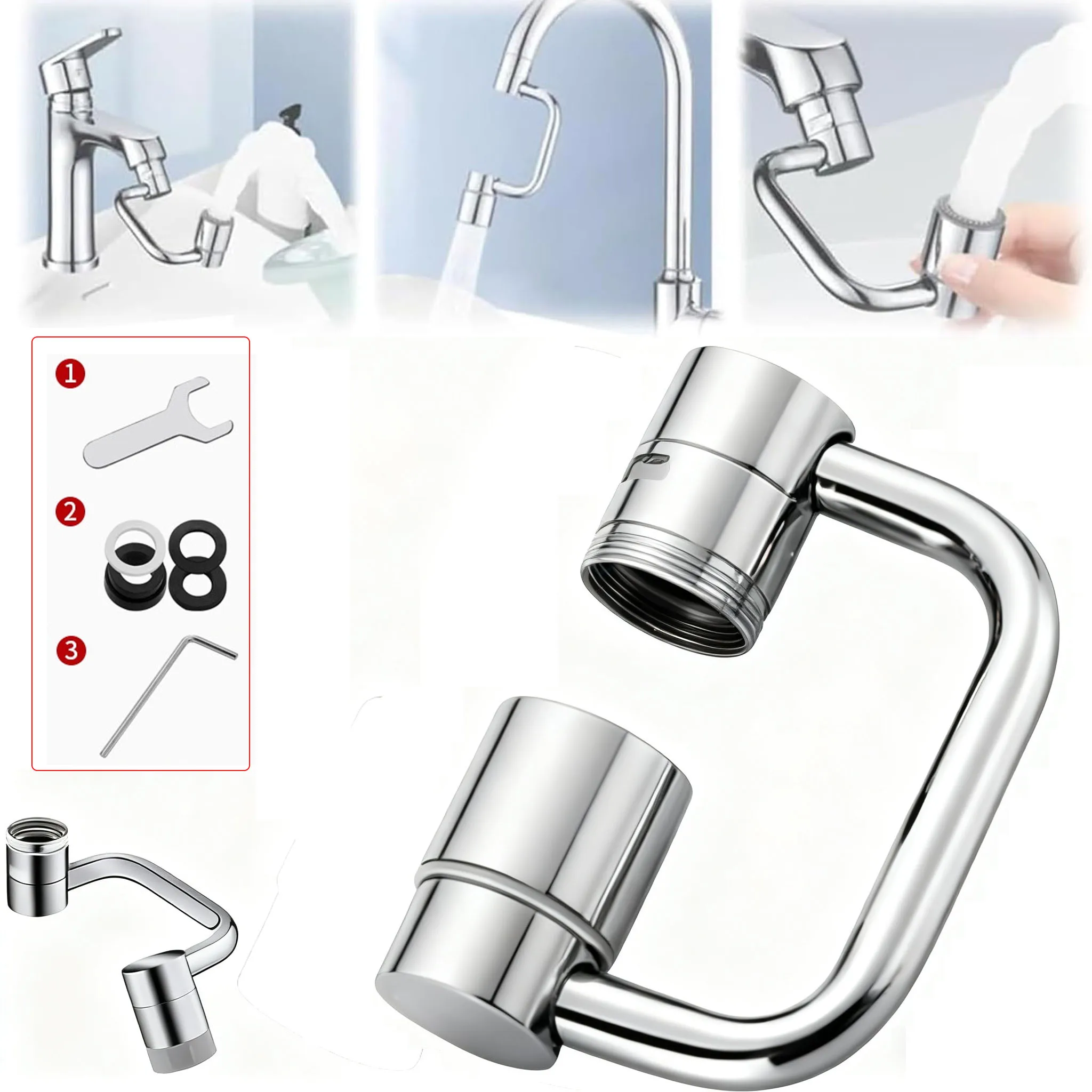 Home Kitchen Bathroom Marketing - 2/1Pcs 1080 Degree Swivel Stainless Steel