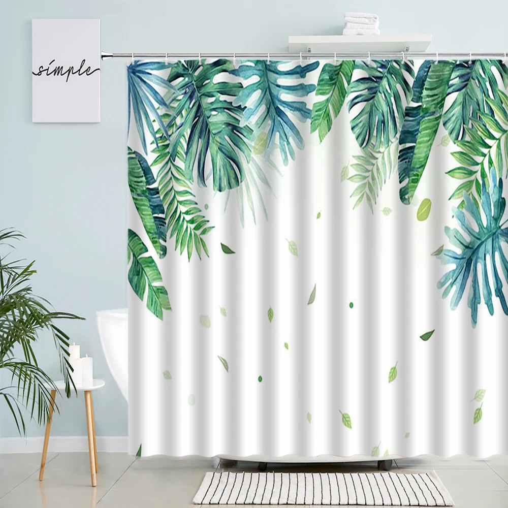 Tropical Green Plant Palm Leaf - Shower Curtain Liner บทวิจารณ์และราคา