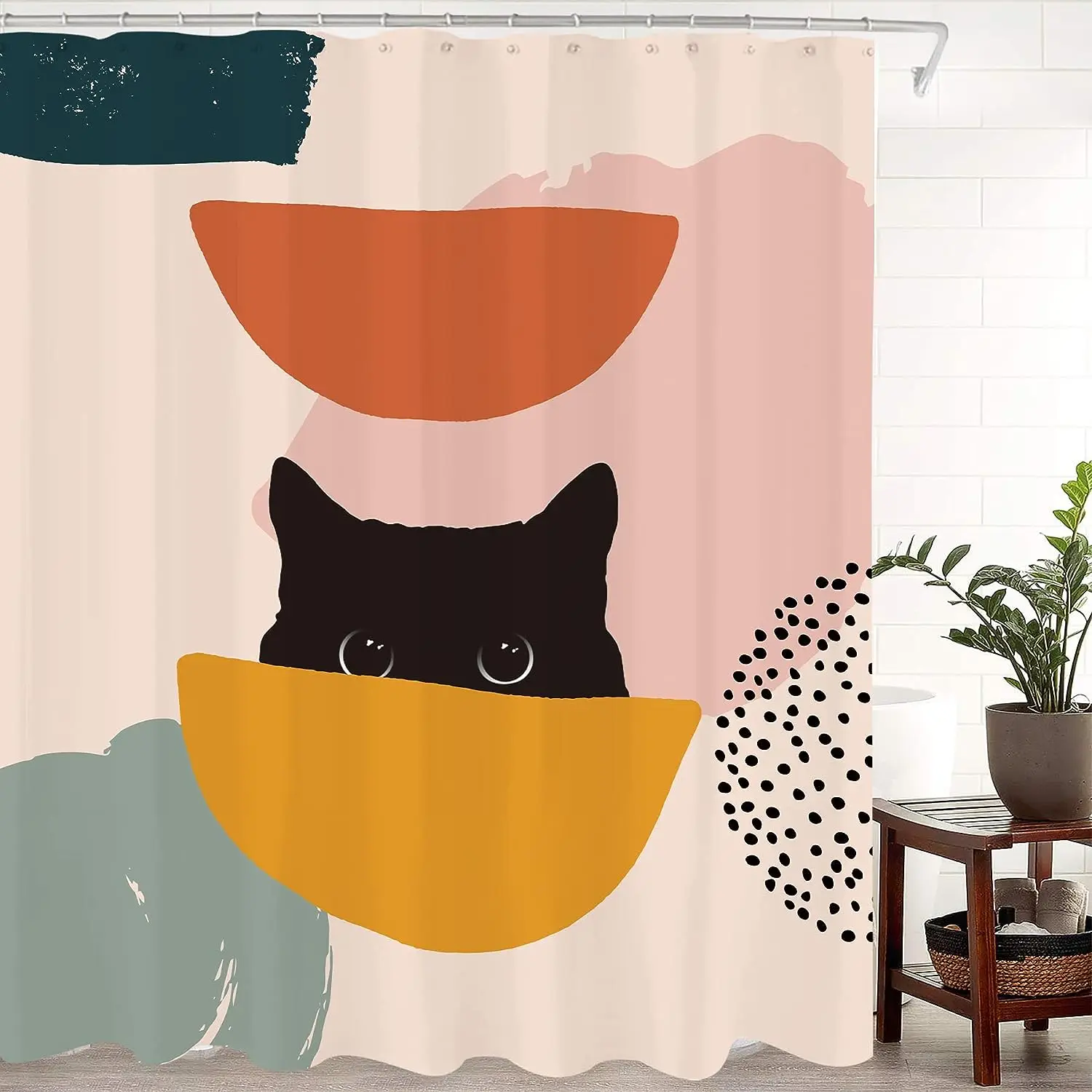 Abstract Cat Simple Bathroom S - Shower Curtain Liner บทวิจารณ์และราคา