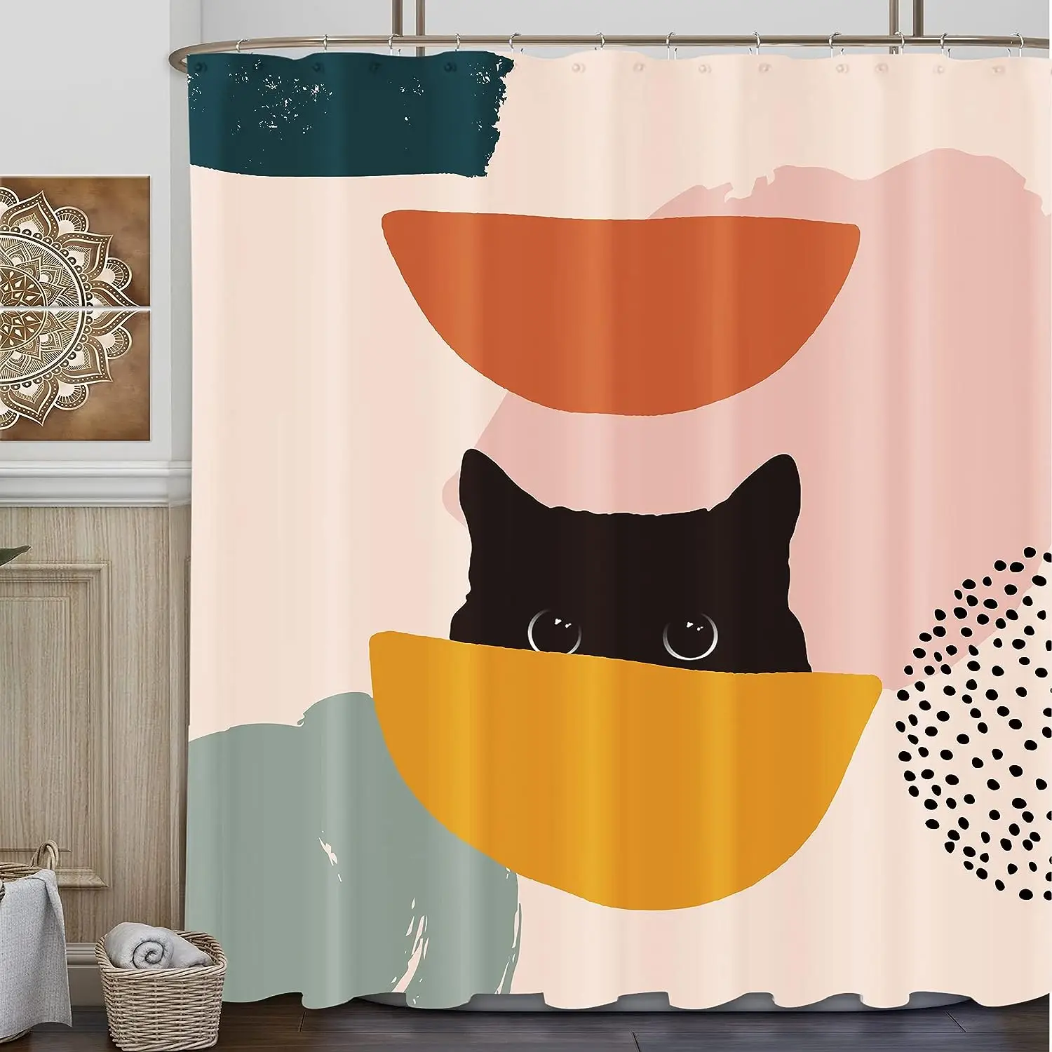 Abstract Cat Simple Bathroom S - Shower Curtain Liner บทวิจารณ์และราคา