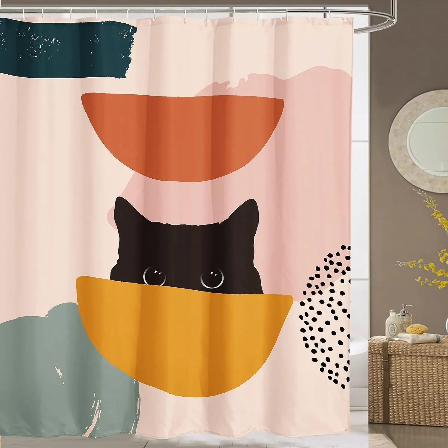 Abstract Cat Simple Bathroom S - Shower Curtain Liner บทวิจารณ์และราคา