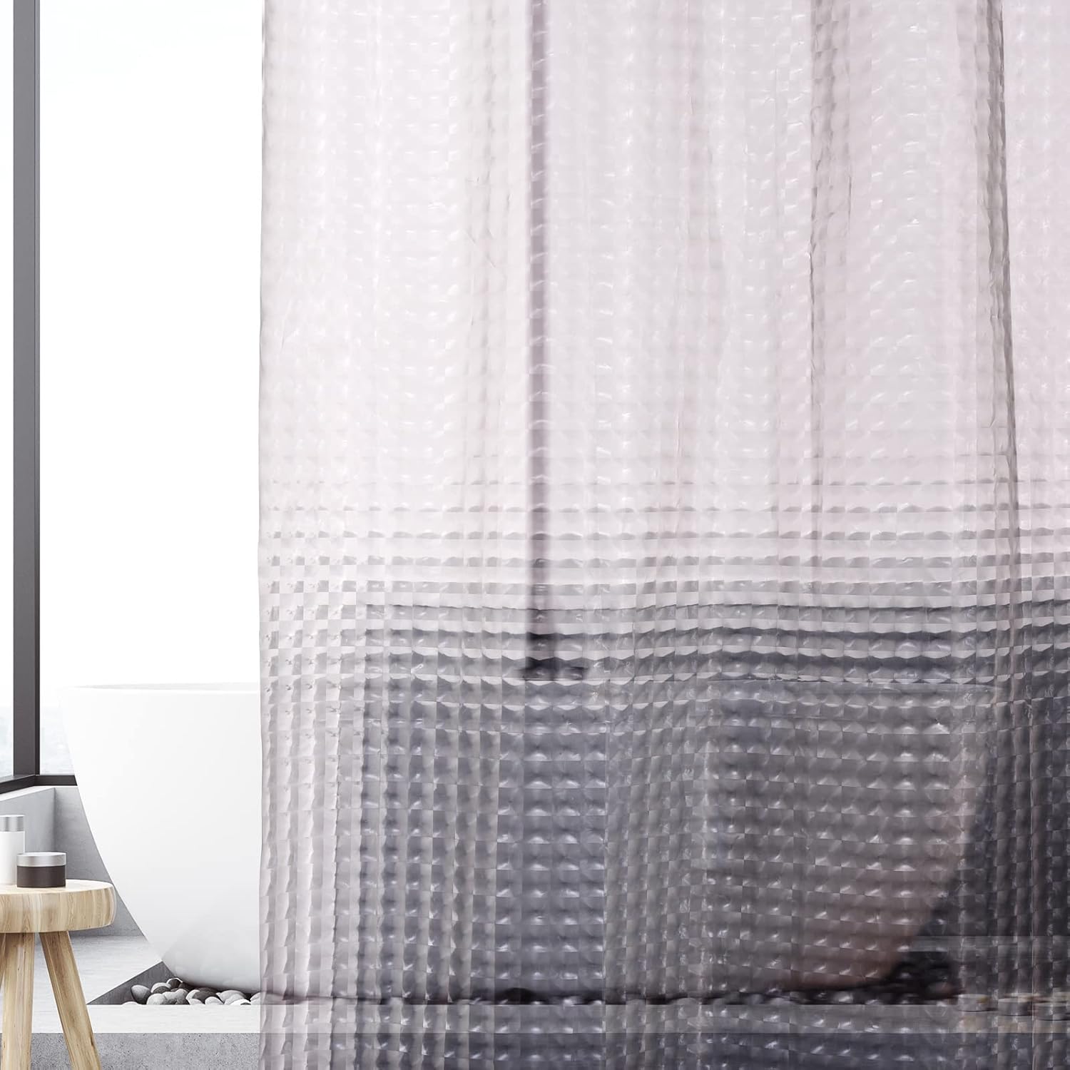 1Pc Gray Crystal Shower Curtai - Shower Curtain Liner บทวิจารณ์และราคา
