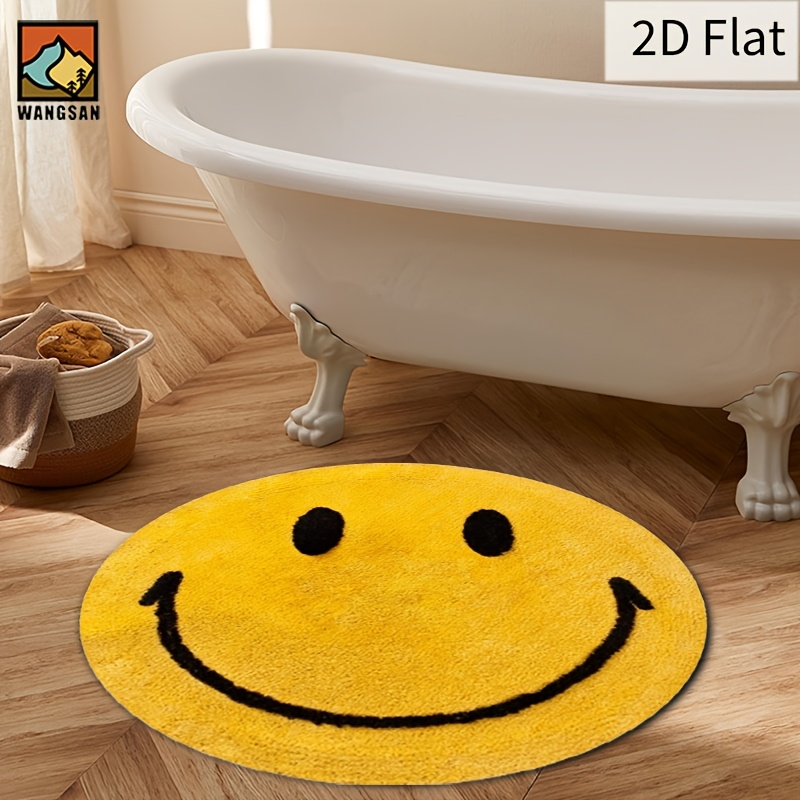 2D Round Flannel Rug Smiley Fa - Home Bathroom Floor Mats บทวิจารณ์และราคา