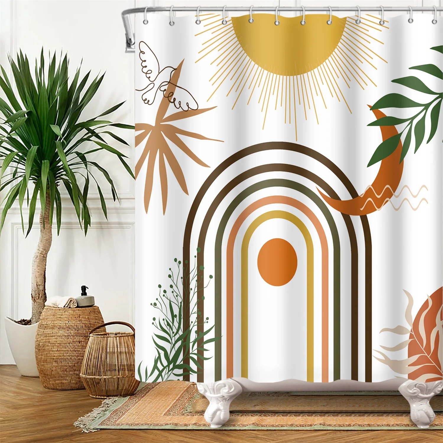 unframed Abstract Mid Century  - Shower Curtain Liner บทวิจารณ์และราคา
