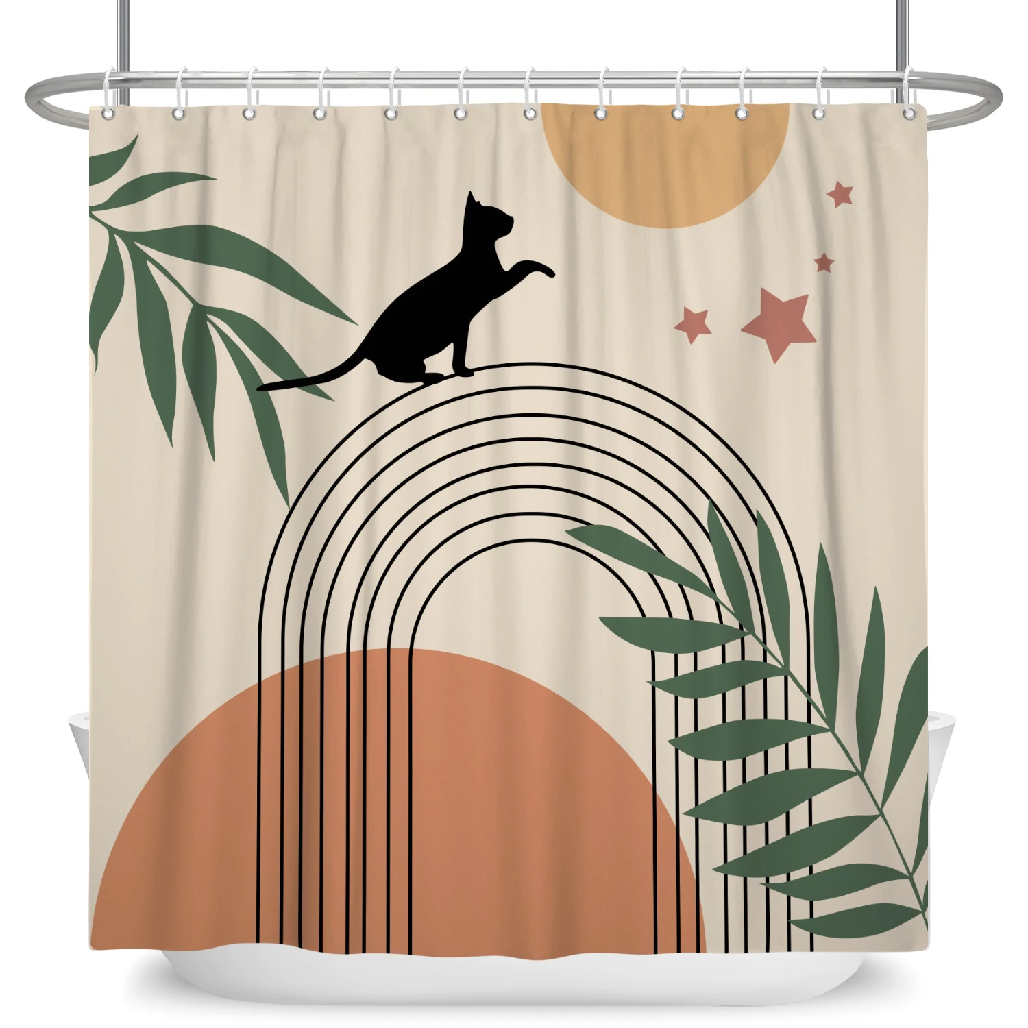 unframed Abstract Mid Century  - Shower Curtain Liner บทวิจารณ์และราคา