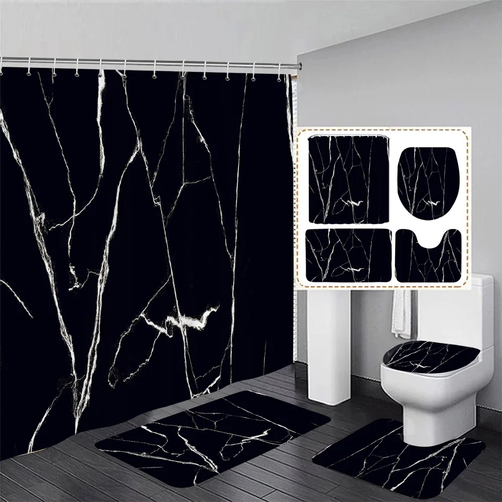 Black Marble Shower Curtain Se - Shower Curtain Liner บทวิจารณ์และราคา