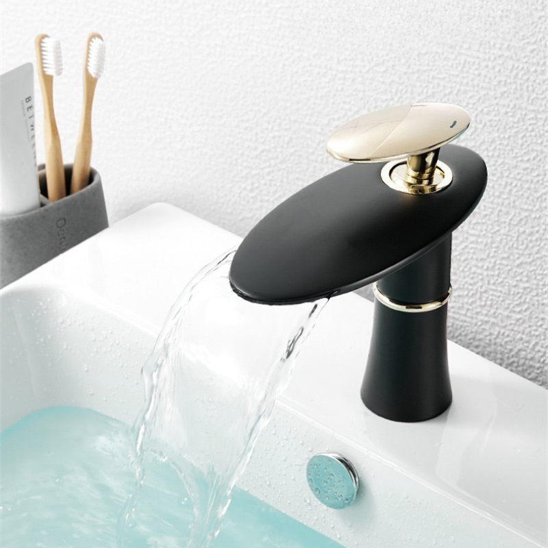 White/Black Gold Waterfall Bas - Home Hardware Bathroom Faucets บทวิจารณ์และราคา