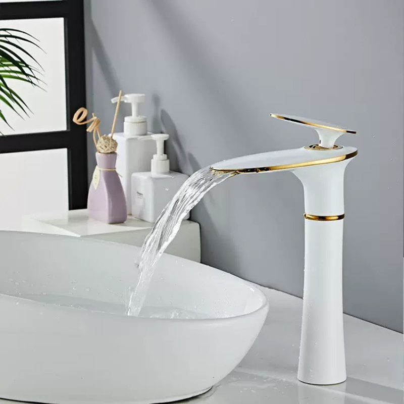 White/Black Gold Waterfall Bas - Home Hardware Bathroom Faucets บทวิจารณ์และราคา