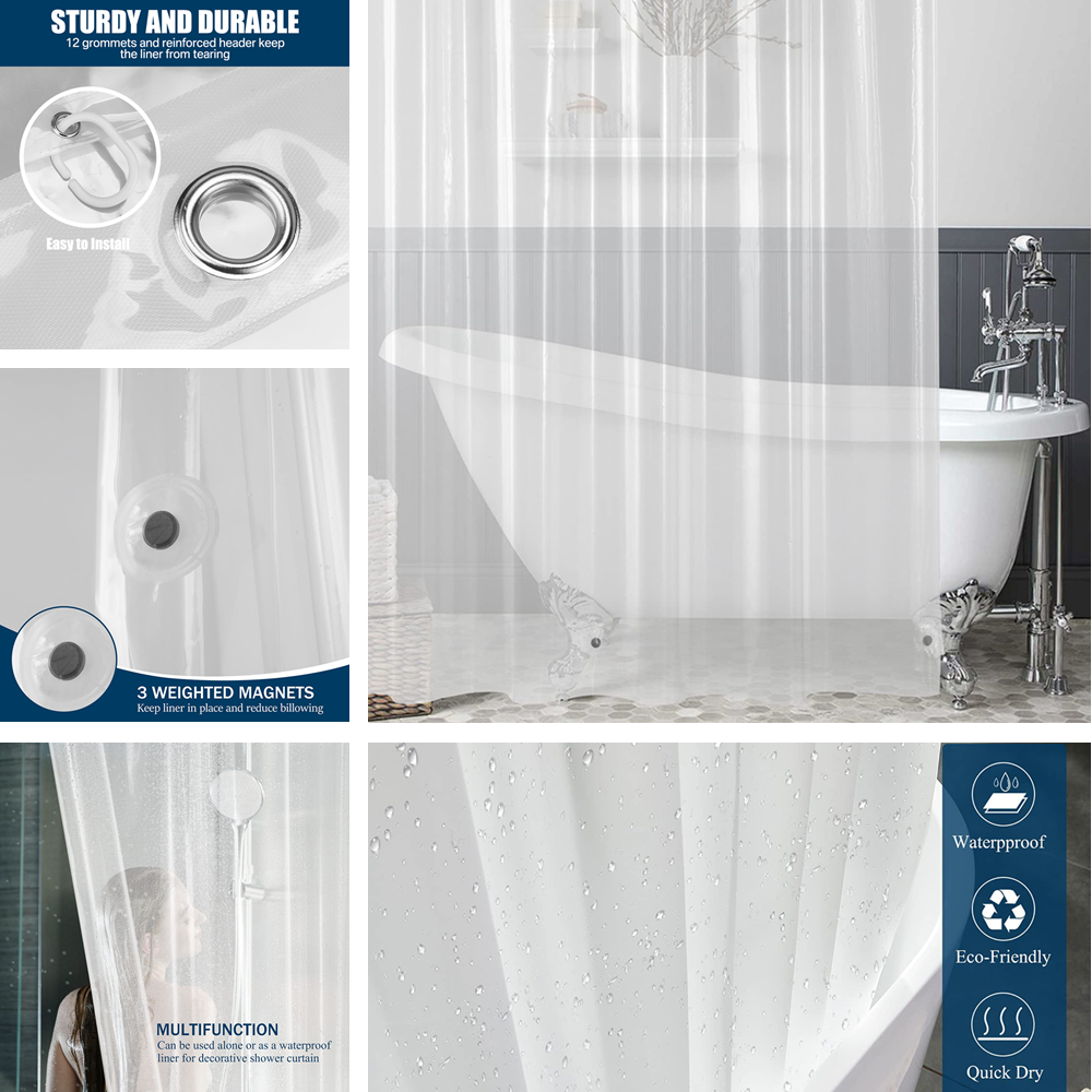 PEVA Shower Curtain Waterproof - Shower Curtain Liner บทวิจารณ์และราคา