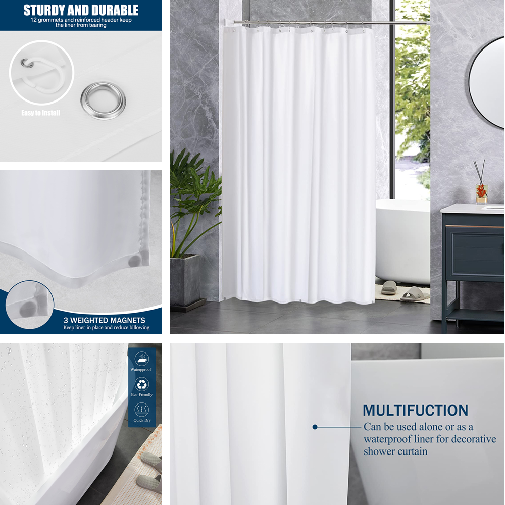 PEVA Shower Curtain Waterproof - Shower Curtain Liner บทวิจารณ์และราคา