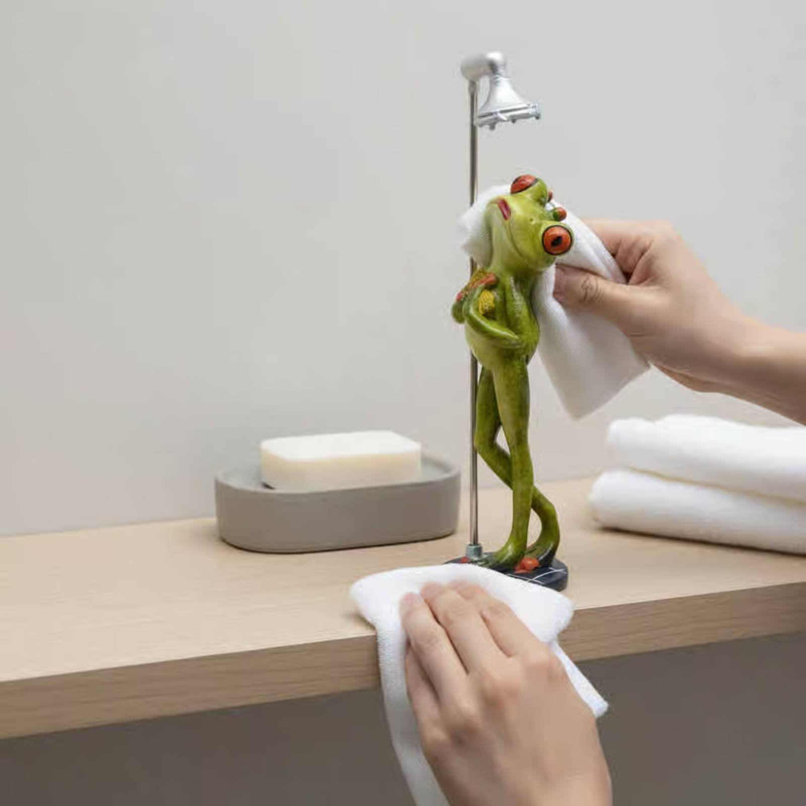 Showering Frog Figurine Great  - Home In Bathroom บทวิจารณ์และราคา