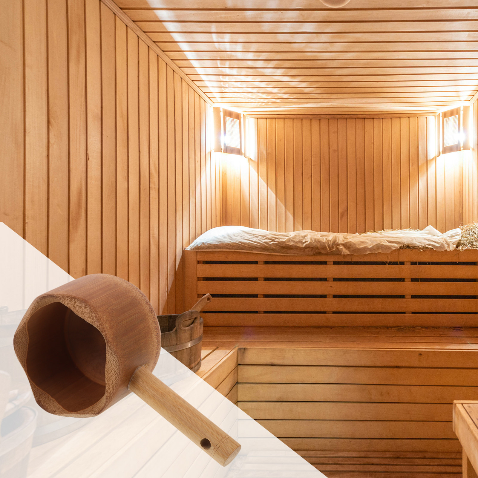 Bamboo Water Ladle Long Handle - Home Bathroom With Sauna บทวิจารณ์และราคา
