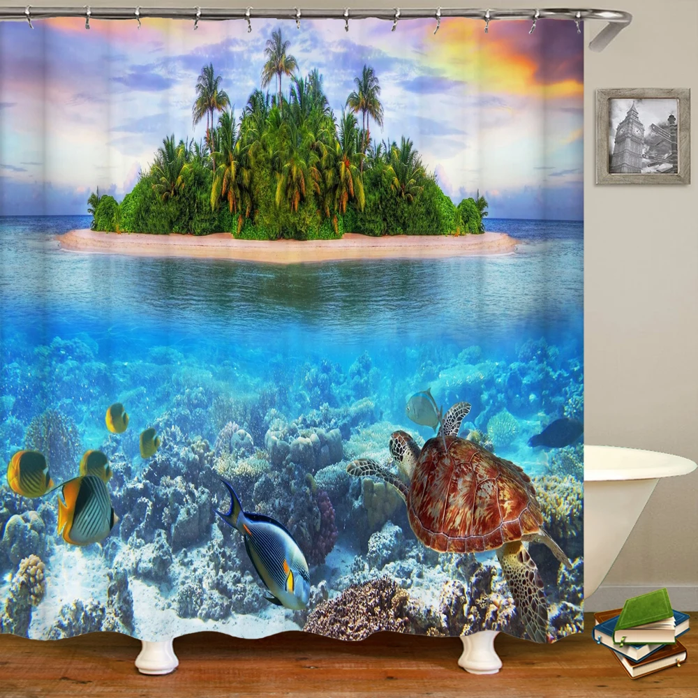 Underwater World Fish Turtle 3 - Shower Curtain Liner บทวิจารณ์และราคา