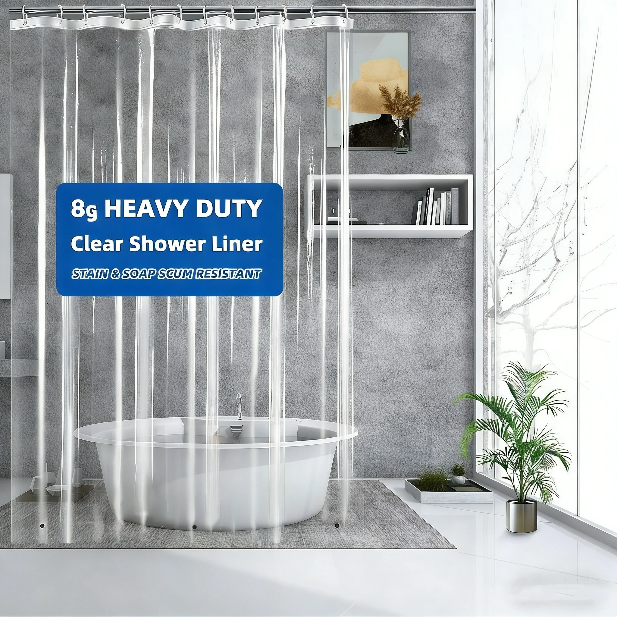 1PC Heavy Duty Clear Shower Cu - Shower Curtain Liner บทวิจารณ์และราคา