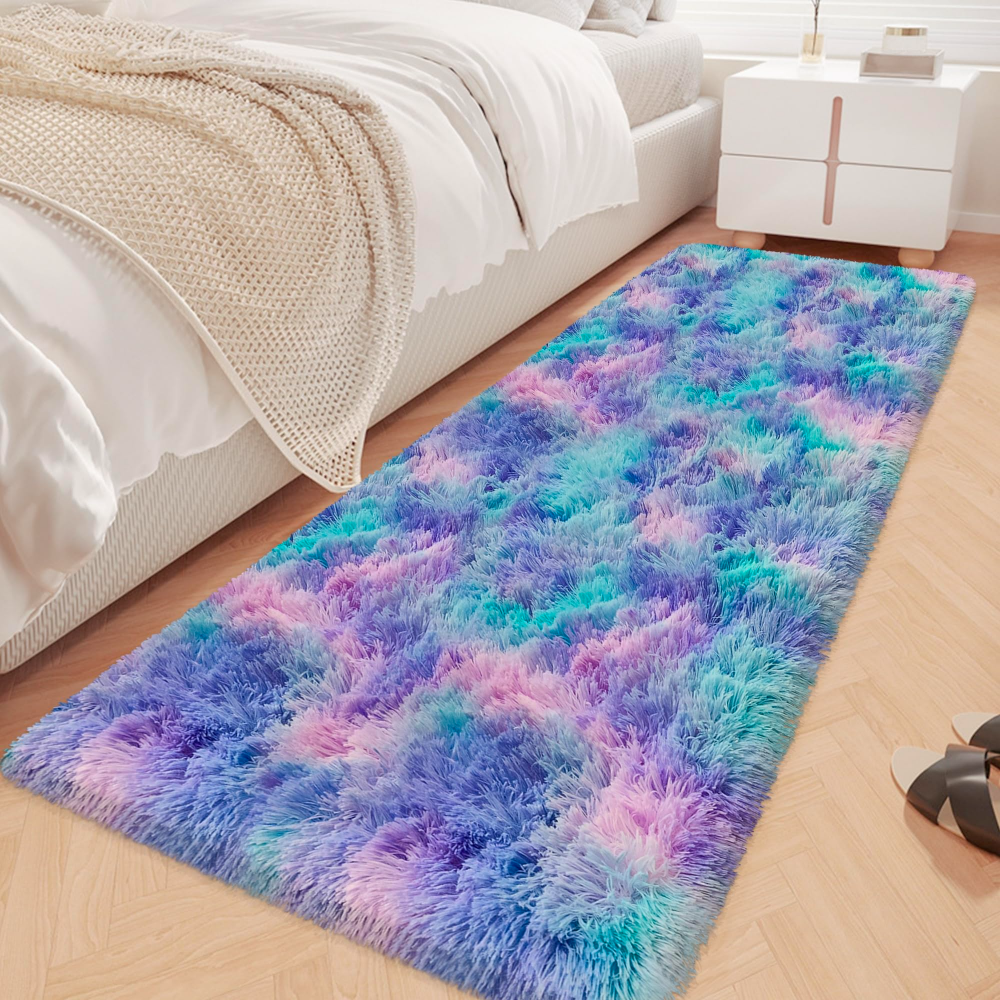 VIKAMA Gradient Blue Fluffy Ru - Home Bathroom Floor Mats บทวิจารณ์และราคา