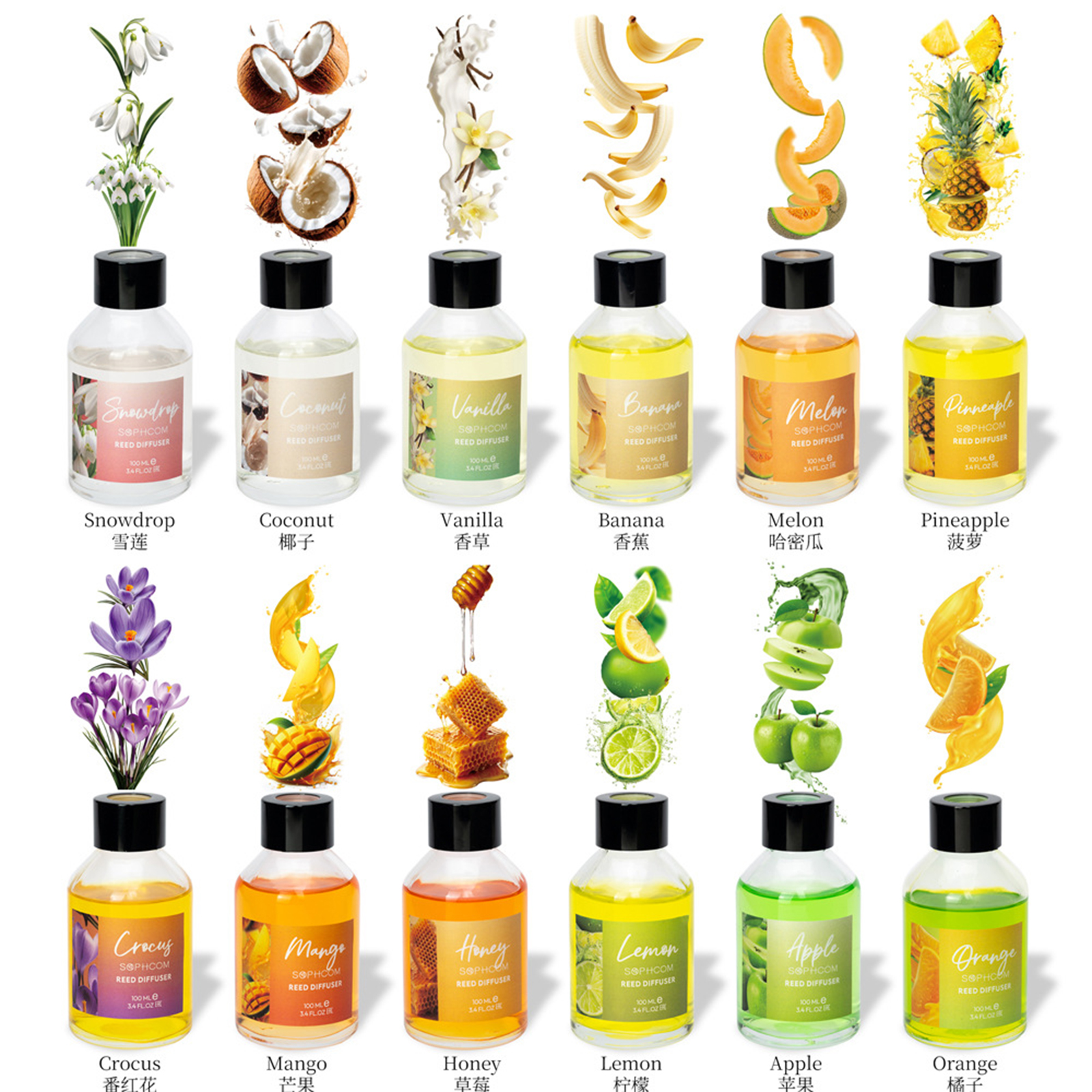 100ml Floral Fruity Reed Diffu - Home Bathroom Freshener บทวิจารณ์และราคา